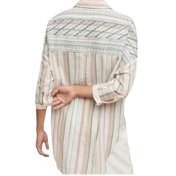anthropologie akemi kin striped embroidered button down - Picture 3 of 9